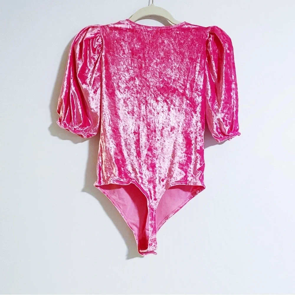 Free People Intimately - Pink Velvet Bodysuit